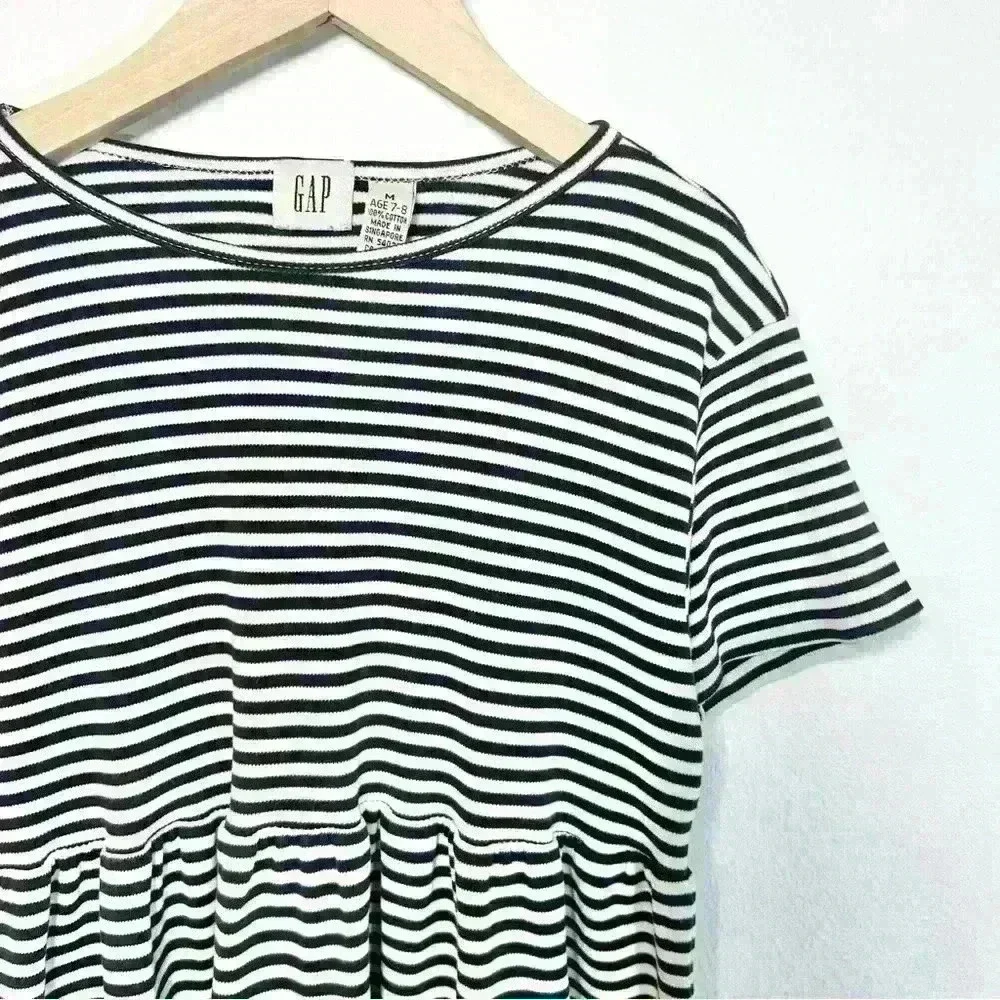 GAP Kids Black and White Striped Cotton Dress Size 7-8 Years